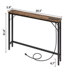 Table console étroite, Table derrière le canapé pour salon, Table de canapé mince avec métal et MDF, Table de couloir industrielle pour entrée, foyer