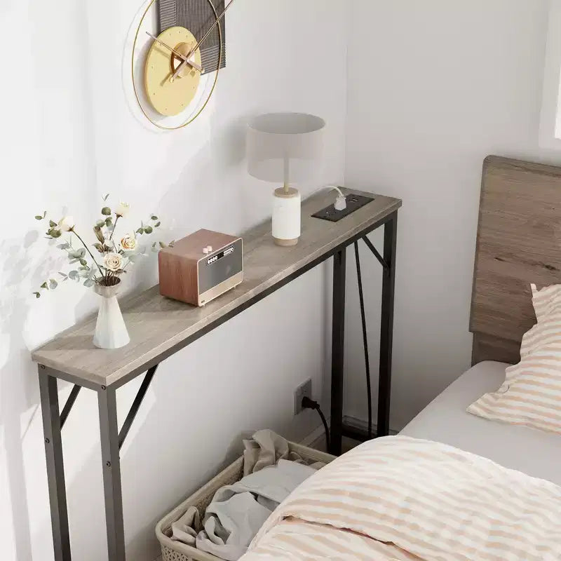 Narrow Console Table, Behind Couch Table for Living Room, Slim Sofa Table with Metal & MDF, Industrial Hallway Table for Entryway, Foyer