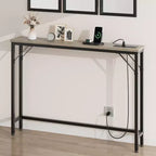 Table console étroite, Table derrière le canapé pour salon, Table de canapé mince avec métal et MDF, Table de couloir industrielle pour entrée, foyer
