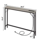 Table console étroite, Table derrière le canapé pour salon, Table de canapé mince avec métal et MDF, Table de couloir industrielle pour entrée, foyer