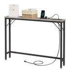Table console étroite, Table derrière le canapé pour salon, Table de canapé mince avec métal et MDF, Table de couloir industrielle pour entrée, foyer