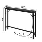 Table console étroite, Table derrière le canapé pour salon, Table de canapé mince avec métal et MDF, Table de couloir industrielle pour entrée, foyer