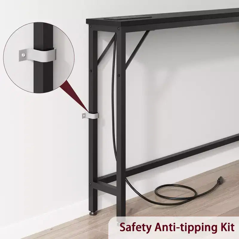 Narrow Console Table, Behind Couch Table for Living Room, Slim Sofa Table with Metal & MDF, Industrial Hallway Table for Entryway, Foyer
