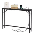 Table console étroite, Table derrière le canapé pour salon, Table de canapé mince avec métal et MDF, Table de couloir industrielle pour entrée, foyer