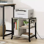 Under Desk Printer Stand, Industrial Printer Table with 3 Storage Shelves, Mobile Heavy Duty Printer Cart with Lockable Wheels, Home Office