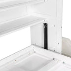 Lit escamotable Queen Size en bois avec canapé pliant, étagères de rangement intégrées et éclairage LED
