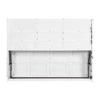 Lit escamotable Queen Size en bois avec canapé pliant, étagères de rangement intégrées et éclairage LED