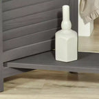 Paravent Pliant 4 Panneaux avec Étagères de Rangement en Bois de Paulownia, Cloison de Séparation Autonome pour Chambre à Coucher, Bureau, Gris