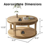 Table basse ronde moderne en bois à 2 niveaux de 31 po