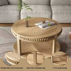 Table basse ronde moderne en bois à 2 niveaux de 31 po