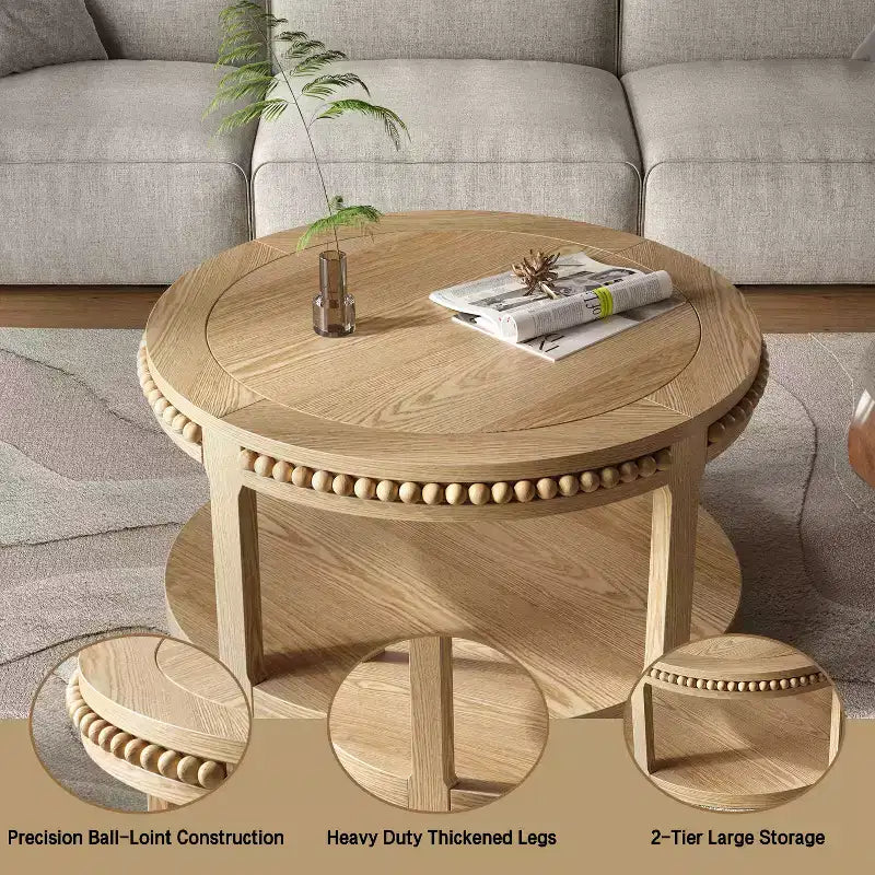 Chiori Modern 2-Tier Wooden 31 Round Coffee Table