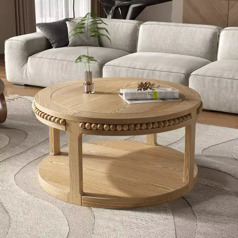 Chiori Modern 2-Tier Wooden 31 Round Coffee Table
