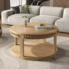 Table basse ronde moderne en bois à 2 niveaux de 31 po