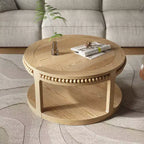 Table basse ronde moderne en bois à 2 niveaux de 31 po