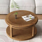 Table basse ronde moderne en bois à 2 niveaux de 31 po