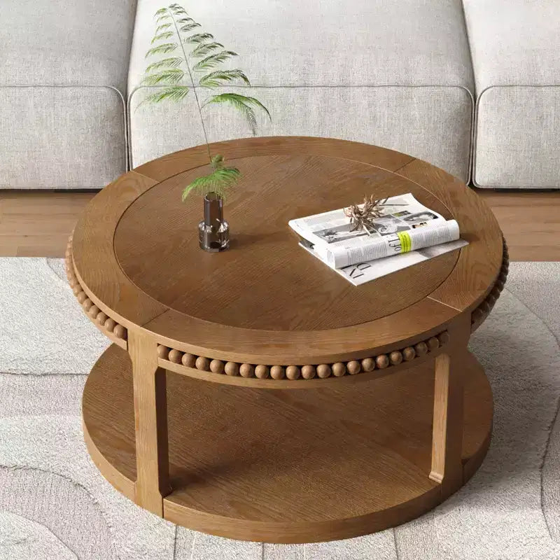 Chiori Modern 2-Tier Wooden 31 Round Coffee Table
