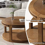Table basse ronde moderne en bois à 2 niveaux de 31 po