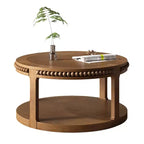 Table basse ronde moderne en bois à 2 niveaux de 31 po
