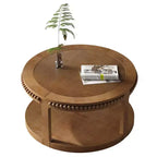 Table basse ronde moderne en bois à 2 niveaux de 31 po