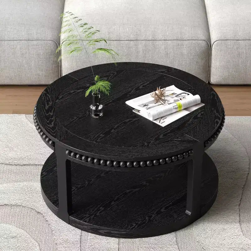 Chiori Modern 2-Tier Wooden 31 Round Coffee Table