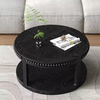 Table basse ronde moderne en bois à 2 niveaux de 31 po