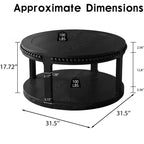 Table basse ronde moderne en bois à 2 niveaux de 31 po