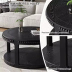 Table basse ronde moderne en bois à 2 niveaux de 31 po