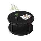 Table basse ronde moderne en bois à 2 niveaux de 31 po