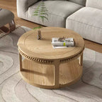 Table basse ronde moderne en bois à 2 niveaux de 31 po
