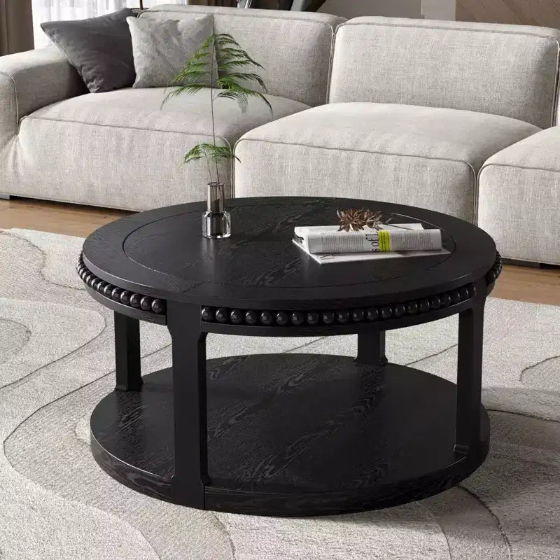 GDFStudio Chiori Modern 2-Tier Wooden 31 Round Coffee Table