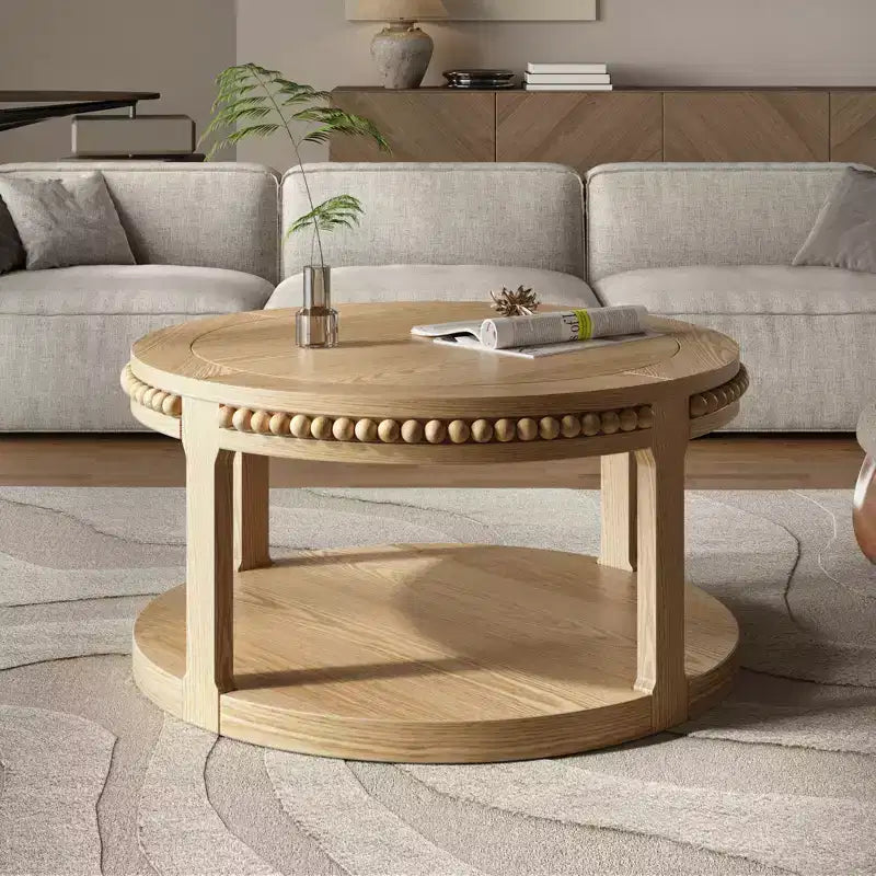 Chiori Modern 2-Tier Wooden 31 Round Coffee Table