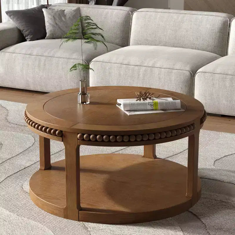 Chiori Modern 2-Tier Wooden 31 Round Coffee Table