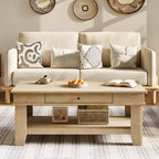 Table basse de style rustique avec rangement. Table rectangulaire en bois pour salon. Meuble pour bureau à domicile et appartement.