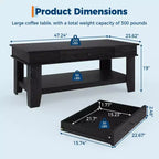Table basse de style rustique avec rangement. Table rectangulaire en bois pour salon. Meuble pour bureau à domicile et appartement.