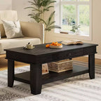 Rustic Style Coffee Table with Storage. Wood Rectangular Table for Living Room. Furniture for Home Office and Apartment