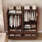 Armoire de 183 cm en bois avec 2 tiroirs, robuste, penderie de chambre à coucher avec portes, tringle et étagère réglable