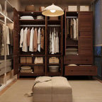 Armoire de 183 cm en bois avec 2 tiroirs, robuste, penderie de chambre à coucher avec portes, tringle et étagère réglable