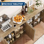 63 " Buffet de ferme moderne, Armoire de rangement d'appoint moderne, 4 portes cannelées et pieds en métal, pour cuisine, salle à manger, salon