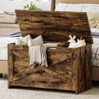 Spacious Wooden Storage Chest, Multifunctional Entryway Chest, Safety Hinges and Side Handles, Easy Assembly, for Bedroom, Living Room