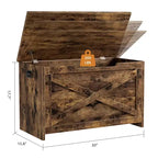 Grand coffre de rangement en bois, coffre d'entrée multifonctionnel, charnières de sécurité et poignées latérales, montage facile, pour chambre à coucher, salon