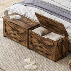 Grand coffre de rangement en bois, coffre d'entrée multifonctionnel, charnières de sécurité et poignées latérales, montage facile, pour chambre à coucher, salon