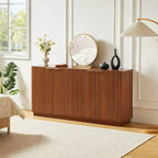 JVNOXK 63 Vertical Stripe Buffet Cabinet Sideboard with Storage, Curved Wave Design, Multi-Functional TV Stand for Living Room, Bedroom, Walnut