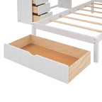 Lit superposé moderne double au-dessus de simple avec bureau, 8 tiroirs et bibliothèques