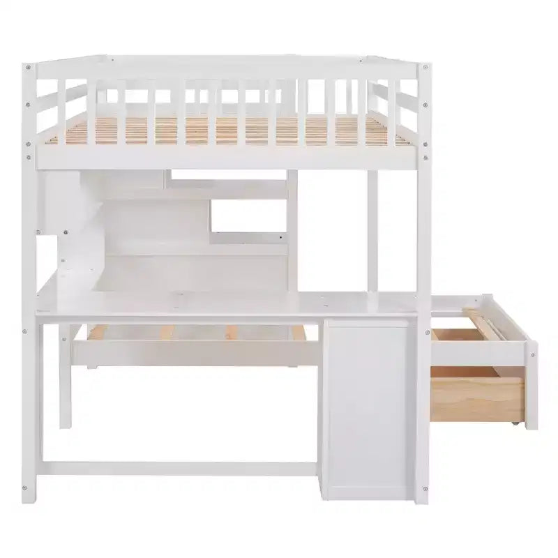 Luxystar Modern Full Over Twin Bunk Bed with Desk, 8 Drawers and Bookcases