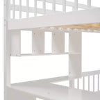 Lit superposé moderne double au-dessus de simple avec bureau, 8 tiroirs et bibliothèques