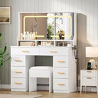 Vanity Desk with Mirror, Makeup Dresser for Bedroom, 8 Drawers, Modern Dressing Table Set for Bedroom