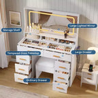 Coiffeuse avec miroir, Commode de maquillage pour chambre à coucher, 8 tiroirs, Ensemble de coiffeuse moderne pour chambre à coucher