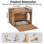 Grande armoire en rotin dissimulée pour litière de chat, meuble d'intérieur pour chat avec tapis et clôture, solution élégante pour litière de chat pour salon