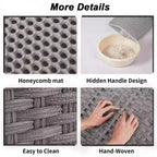 Grande armoire en rotin dissimulée pour litière de chat, meuble d'intérieur pour chat avec tapis et clôture, solution élégante pour litière de chat pour salon