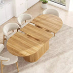 Table à manger extensible moderne avec piètement central rayé